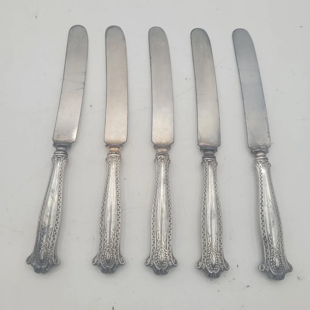 5 AS Co World Brand Knives replacement stainless steel dinner knife wreath bow‎